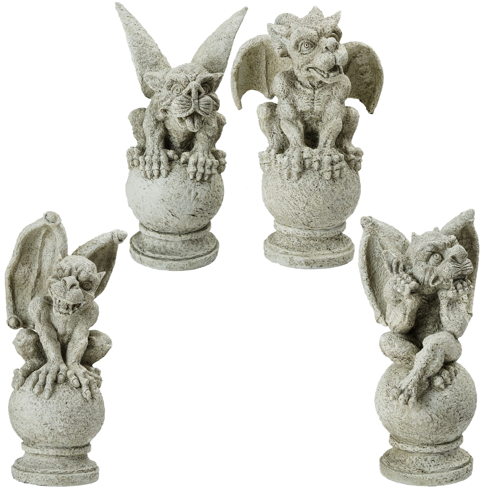 Set of 4 Gargoyles on Pedestals Outdoor Garden Statues 13" Walmart Canada