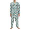 thumbnail image 3 of Naloa Funny Cartoon Pugs Men’s Pajamas Set - Long Sleeve Button Down Sleep Shirt and Pajama Bottoms Sleepwear Set-Large, 3 of 7