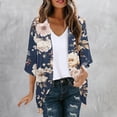 thumbnail image 2 of UVEASISHA Summer Casual Cardigans for Women 3/4 Sleeve Floral Printed Kimono Cardigan Soft Breathable Thin Summer Outerwear Multicolor L, 2 of 6