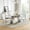 Silver Table & Silver White Chair, variant on 70" Rectangular Tempered Glass Dining Table Set for 4, Mirrored Stainless Steel Base, 4 Flower Shaped Back PU Leather Chairs, Dining Room and Living Room