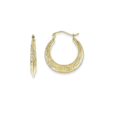 14k Gold Greek Key Hoop Earrings