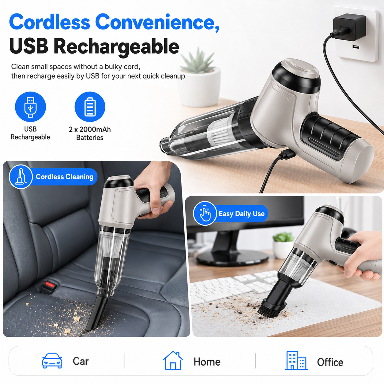 NIUTA Handheld Cordless Car Vacuum Cleaner, 12000Pa photo 7
