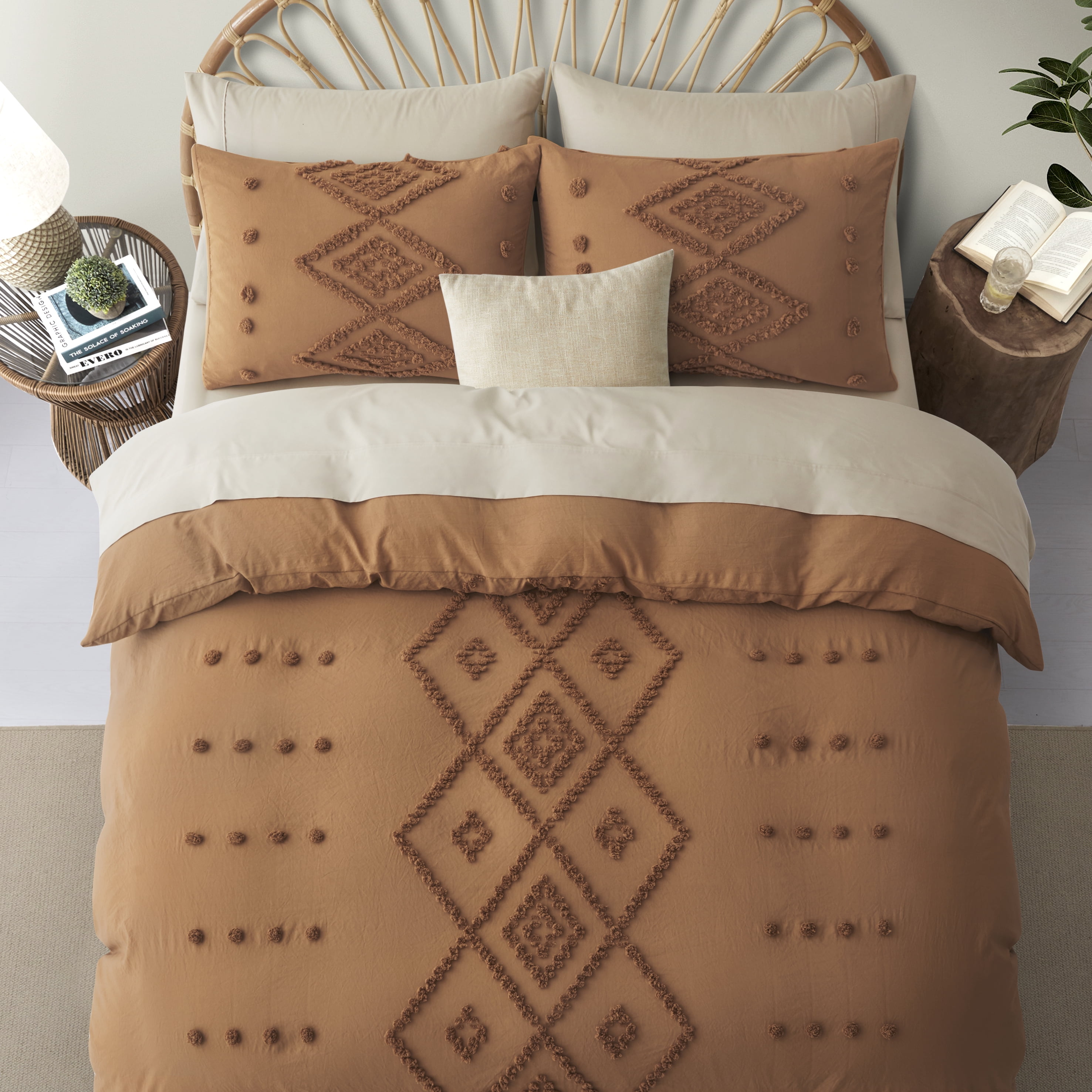 King Duvet Cover, Soft Bedding Set for All Seasons, Comforter Set, Boho Embroidery, Multi Colors & Sizes Available(Pumpkin, 3 Pcs, 104"x 90")