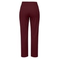 thumbnail image 7 of Women's Soft Stretchy Straight Leg Pants with Pockets, Mid Elastic Waist Comfortable Fit, Casual Business Dressy Lounge, Trousers for Women Capris | UKHCCC,Wine M, 7 of 7