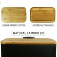 thumbnail image 5 of Small Trash Can with Bamboo Lid, 1.3gal Rectangular Garbage Can with Inner Wastebasket for Bathroom, Kitchen, Black, 5 of 6