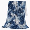 thumbnail image 2 of Churning Japanese Wave Art Dramatic Artistic Scene, Dramatic Artistic Scene, Warm Flannel Blanket for Beach House and Reading Nook, Beach Lovers Birthday Gift, Artistic Home Decor, 2 of 9