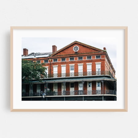 Brick - New Orleans Louisiana Photography Architecture Vintage City Travel Poster Art Deco Oak Framed Wall Art Print 5 x 7 inches