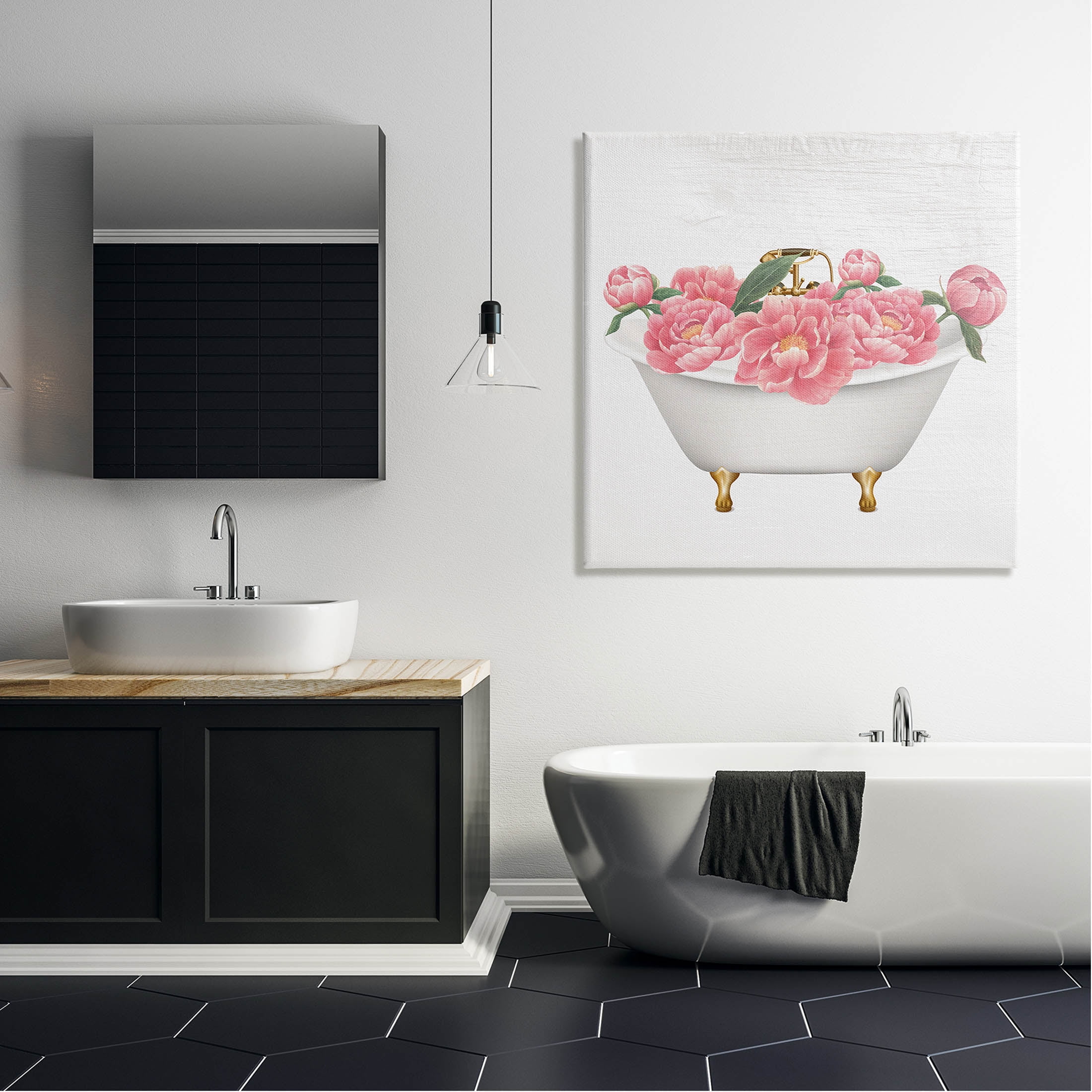 Budding Peony Vintage Tub Botanical & Floral Graphic Art Gallery Wrapped Canvas Print Wall Art