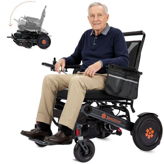 EzStapler Mammoth EX Auto Fold Power Wheelchair, Heavy Duty Bariatric Mobility w/ Automatic Folding Function, 400 lbs Capacity Electric Transport Chair - Black