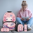 thumbnail image 2 of Bulopur Axolotl Girls Backpack Set, 17" Cute 4 in 1 Elementary School Bookbag with Lunch Box, Pencil Case and Water Bottle Holder, Soft Lightweight School Backpack for Girls 5-10, 2 of 8