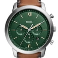 thumbnail image 4 of Fossil Reloj cronógrafo de cuero y acero inoxidable de cuarzo neutro para hombre Color: plateado/verde marrón (Modelo: FS5963), 4 of 7