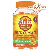 Metamucil Fiber Supplement Gummies, Sugar Free Orange Flavor, 5g Prebiotic Plant Based Fiber Blend, 72 Count