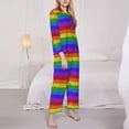 thumbnail image 3 of Haiem Colorful Glitter Rainbow Pattern Women’s Long-sleeve Sleepwear,Sleepwear Set,2-piece Loungewear Set,Soft PJs Comfy Nightwear with Pockets-Medium, 3 of 7