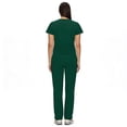 thumbnail image 4 of Minjewel Women's V-Neck Short Sleeve Nursing Top & Pants Scrub Set with Functional Pockets, Professional Scrubs for Women in Healthcare & Caregiving,Dark Green L, 4 of 6