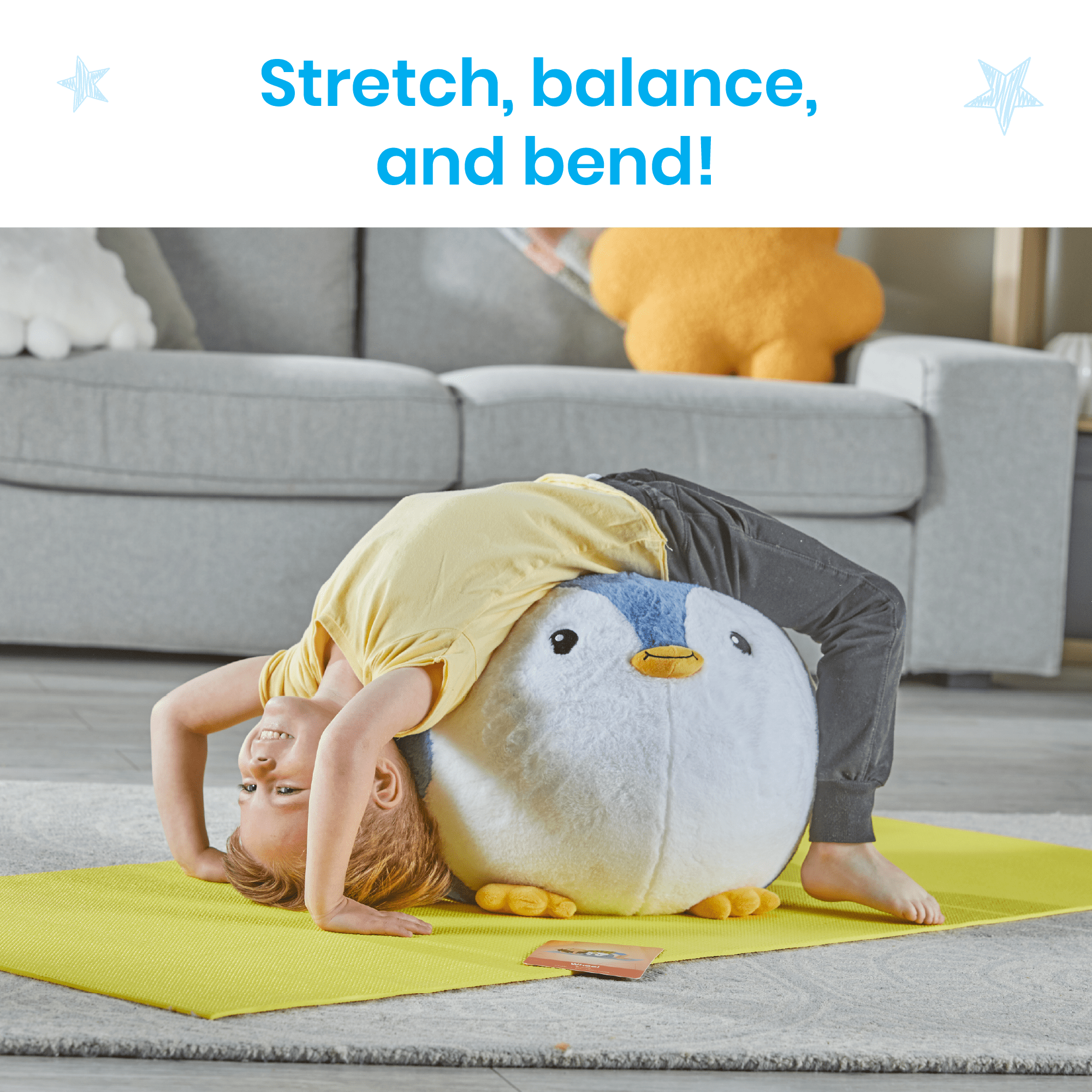 hand2mind BubblePlush Yoga Ball Buddy, Penguin