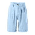 thumbnail image 4 of Linen Shorts for Men 7 Inch Inseam Casual Summer Vacation Beach Shorts with Pockets Elastic Waist Baggy Golf Short Light Blue 3XL, 4 of 4