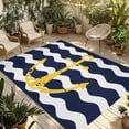 thumbnail image 2 of Outdoor Rug 3x5 ft Nautical Anchor Outdoor Large Area Rug Non Slip Rubber Blue and White Wave Stripes Front Door Mat RV Rug Camping Carpet Patio Outdoor Rugs for Backyard Balcony Deck Porch Indoor, 2 of 9
