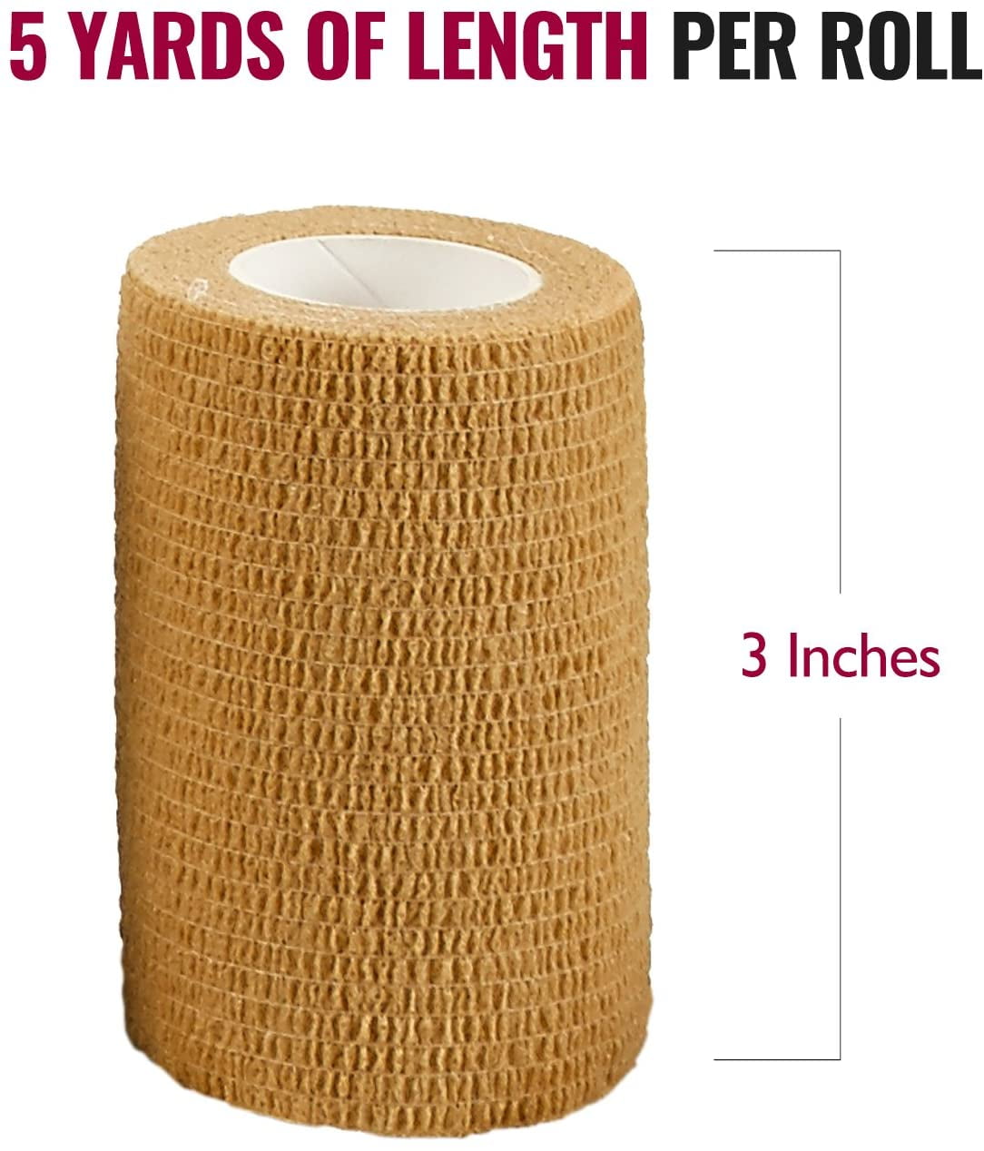 MEDca 3"x5 Yards Self-Adherent Cohesive Wrap Bandages, 12 Count, Strong Elastic