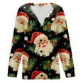 thumbnail image 5 of Luwomo Cardigan for Womens Christmas Stylish Santa Claus Print Button Down Long Sleeve Autumn Winter Holiday Festive Cozy Soft Knitwear Outerwear Jacket Coat Tops,B-Dark Green,3XL, 5 of 5