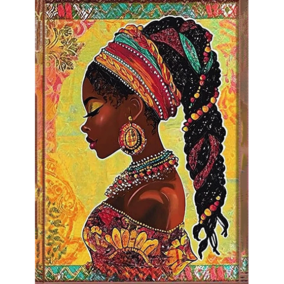 African American Woman Canvas Wall Art，Perfect for Living Room， Bedroom， Bathroom， Office， and Dinning Room Decor.