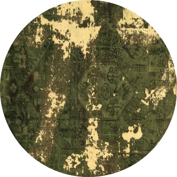 Ahgly Company Indoor Round Abstract Brown Modern Area Rugs, 8' Round