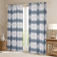 thumbnail image 2 of Homewish Geometric Plaid Curtains Pack of 2 (42x84 Each),Modern Minimalist Striped Curtains Blackout,Gray Deepblue Bedroom Curtains For Teens,Ultra Soft Home Decor, 2 of 6