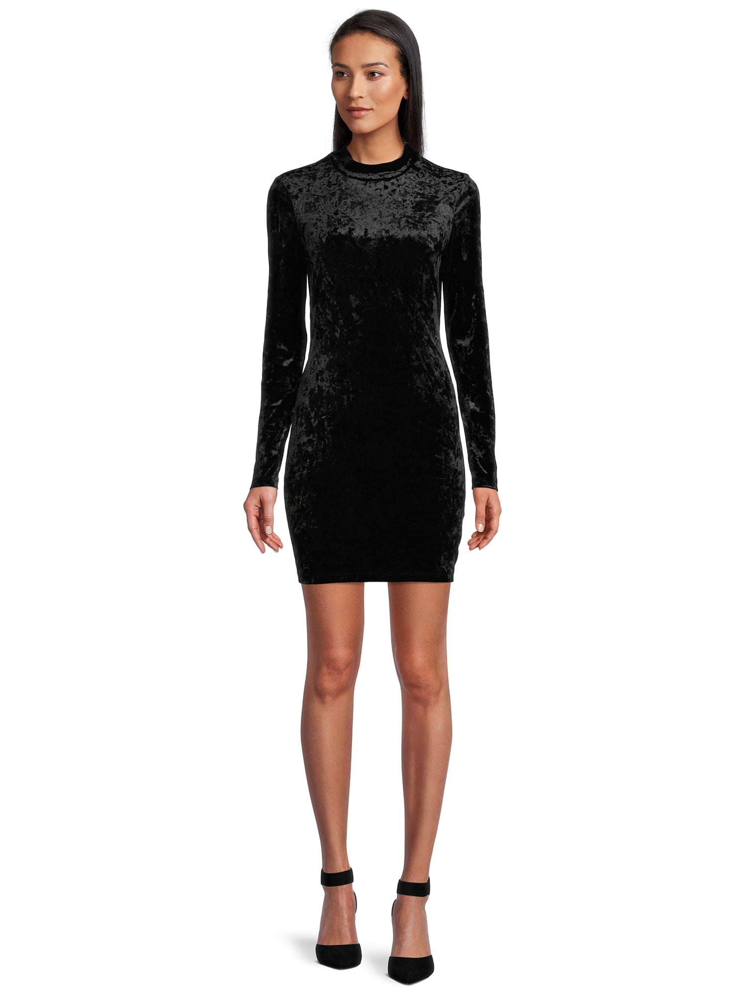 Self Esteem Juniors Crushed Velvet Mock Neck Bodycon Dress
