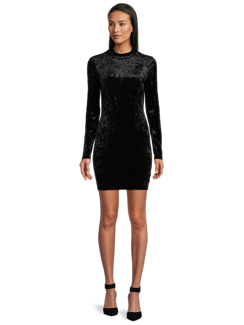 Self Esteem Juniors Crushed Velvet Mock Neck Bodycon Dress