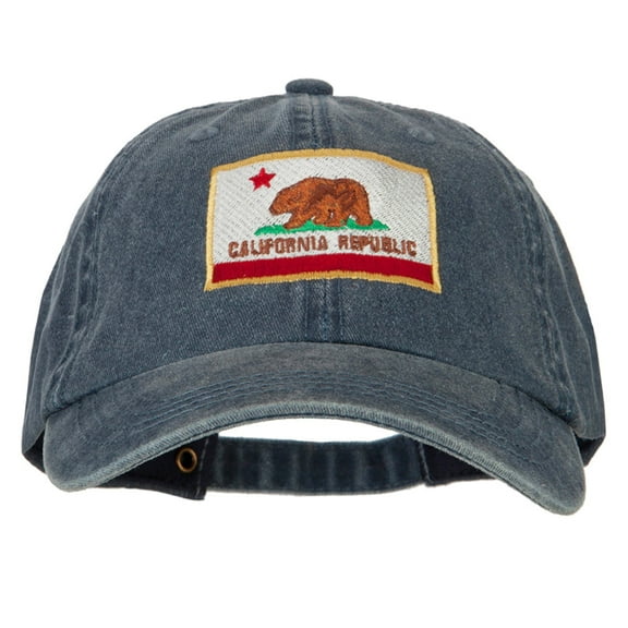 California State Flag Embroidered Big Size Washed Cap - Navy XL-3XL