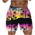 thumbnail image 2 of QATAINLAV Men's Big and Tall Summer Beach Shorts Fashion Palm Tree Graphic Print Swim Trunks Hawaiian Vacation Tropical Short Pants with Pockets Pink XXXL, 2 of 5
