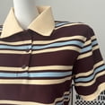 thumbnail image 6 of Daznico Women's Striped Polo Shirt Short Sleeve Button Down Collared Casual Summer Lightweight Tops for Work Daily Wear,M, 6 of 8