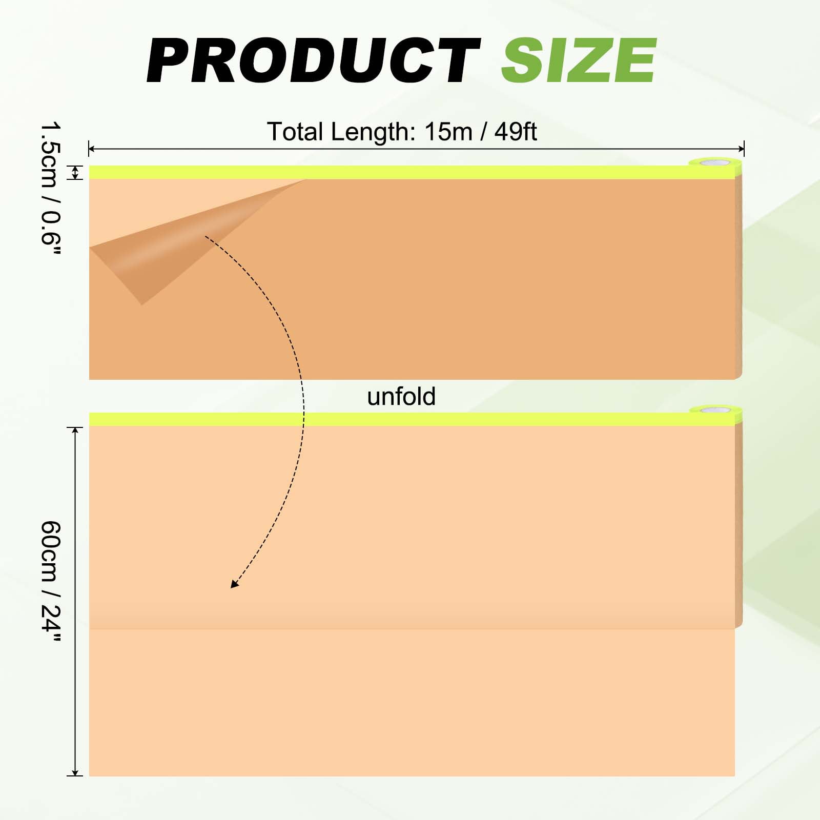 Uxcell 3pcs Pre-Taped Masking Paper, 24" x 49 ft Paint Adhesive Protective Paper Painter Tape and Drape for Masking Auto Body Covering Wall Skirting Frames, Green