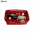 thumbnail image 3 of Spencer Women Felt Purse Organizer Insert Multi-Pocket Handbag Travel Cosmetic Makeup Pouch Compartment Storage Tote Bag, Red, 10.2" * 5.9" * 5.9", 3 of 7