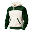 thumbnail image 2 of gbyLJF Men's Fuzzy Hooded Sweatshirt Long Sleeve Plaid Pocket Hoodie Fleece Pullover Sweater Christmas Sweatshirt for Men, 2 of 3