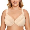 thumbnail image 1 of CHOK Women‘s Front Closure Bras Plus Size Lace Full Coverage Underwire Unlined Bra, 1 of 7
