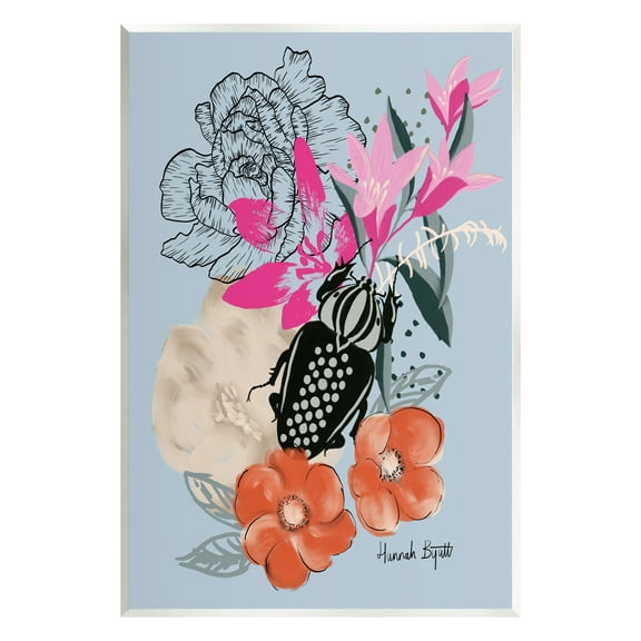 Stupell Industries Beetle & Mixed Flowers Animals & Insects Painting Unframed Art Print Wall Art, 10 x 15