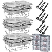 Disposable chafing Dish Buffet Set, Food Warmers for Parties, complete 33 Pcs of chafing Servers with covers, catering Supplies with Full-Size Pans (9x13), Warming Trays for Food with Utensi