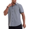 thumbnail image 6 of Chiccall Men's Casual Button Down Shirts Short Sleeve Knitted Texture Summer Beach Shirt with Pocket, 6 of 7