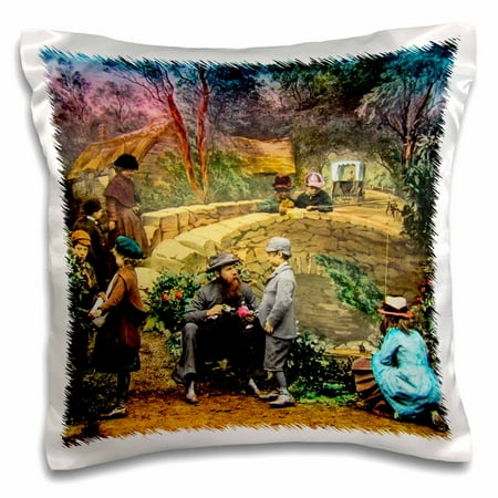 1890 Victorian Antique - 3dRose Victorian Tale Vintage Billys Rose No. 6 1890 Magic Lantern Slide - Pillow Case, 16 by 16-inch