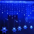thumbnail image 2 of Bleu Guirlandes Lumineuses Rideau, Rideau Lumière, LED Etoilée, LED string light, 96erLED 3.5M Guirlande d'Eclairage,Guirlande LED décoration de Fenêtre, Noël, Anniversaire, Patio, 2 of 5