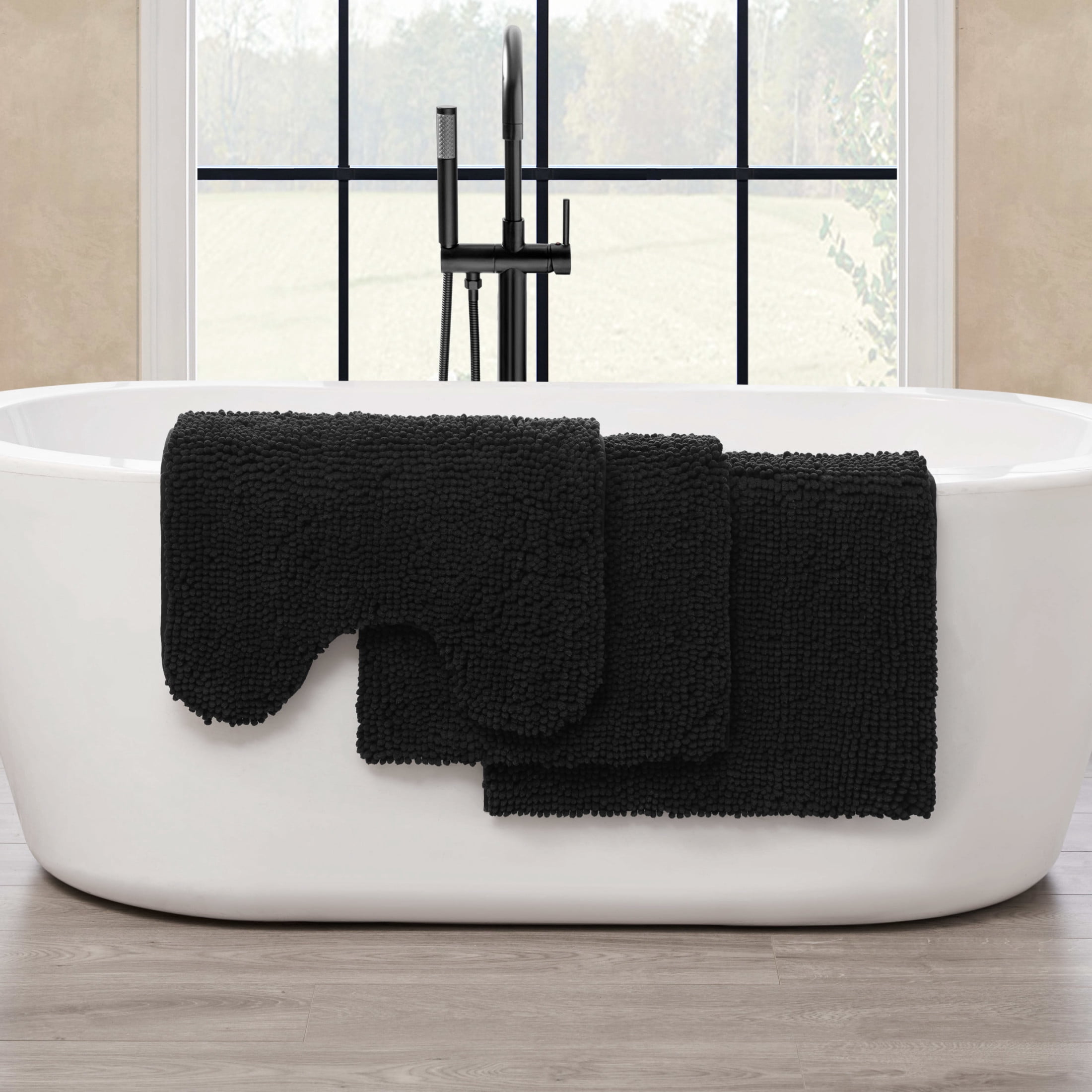 Resort Collection Chenille Plush Loop Bath Mats, 3-Piece Set