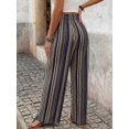 thumbnail image 2 of Women Drawstring Elastic Waist Wide Leg Palazzo Pants Flowy Vacation Casual Trousers, 2 of 10