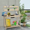 38.8'' Wood Garden Potting Bench Workstation Table w/ Sliding Tabletop, Food Grade Dry Sink - Natural