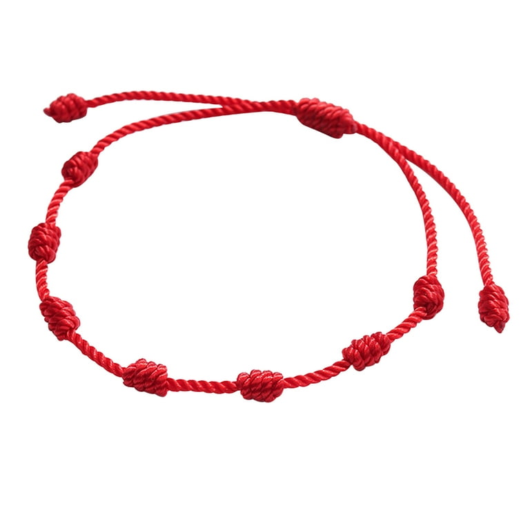 Timesuper Bracelet 7 Knots for Protection Good Luck String Red Cord Bracelet Adjustable Red Knot String Bracelet