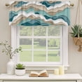 thumbnail image 2 of Turquoise Brown Ombre Curtain Valances for Windows, Kitchen Valance Window Treatments Panel 2 Pack, Modern Geometric Moire Abstract Art Rod Pocket Short Curtains for Bathroom Bedroom 54 x 18 Inch, 2 of 8