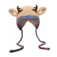 thumbnail image 3 of Gorro de ciervo navideño para guardar cosas, gorro de punto para adultos y niños, bolsa creativa festiva de ganchillo. Caqui, 3 of 9
