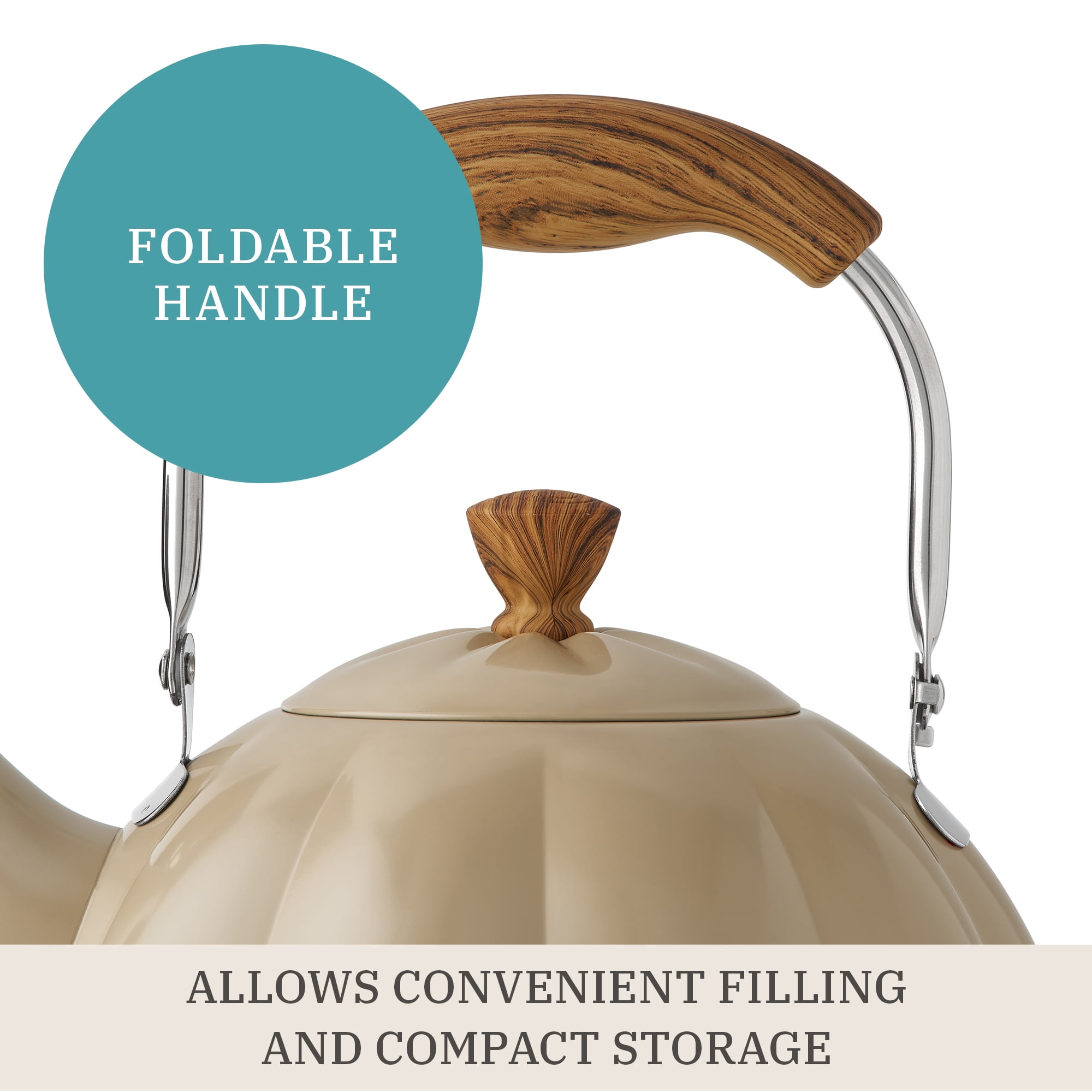 The Pioneer Woman Taupe Pumpkin Whistling Tea Kettle with Lid - Hand Wash Only