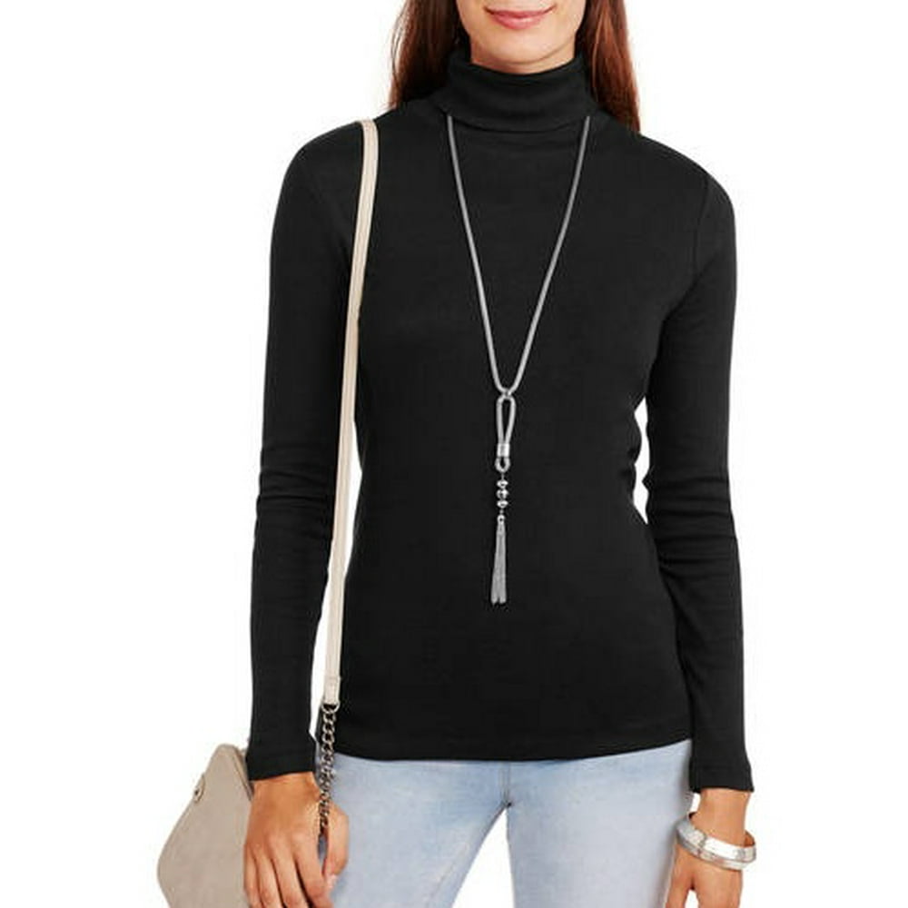White Stag - Women's Basic Long Sleeve Turtleneck T-Shirt - Walmart.com ...