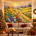 thumbnail image 2 of Sunset Sunflower Meadow with Country Path and Hills, Romantic Cottagecore for Flower Lovers, Meadow Wall Art, Housewarming Gift, Tapestry Wall Hanging for Bedroom and Living Room, 2 of 5