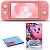 Nintendo Switch Lite (Coral) Bundle with 6Ave Cleaning Cloth and Kirby Star Allies